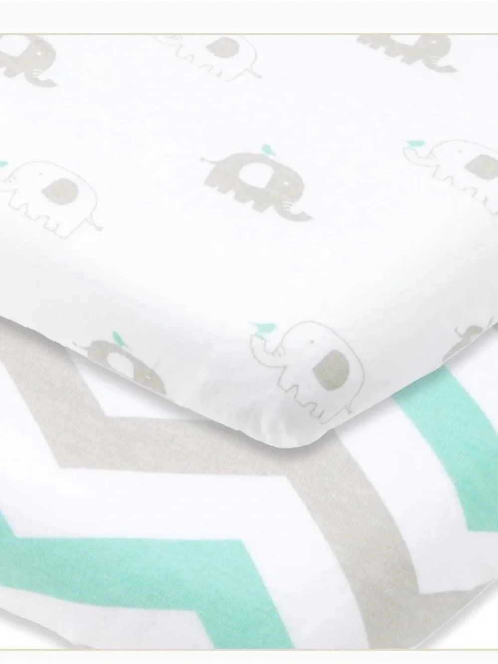 Joey + Joan Cradle Fitted Sheets 2 Pack 18x36 Elephants Chevron Jersey Cotton